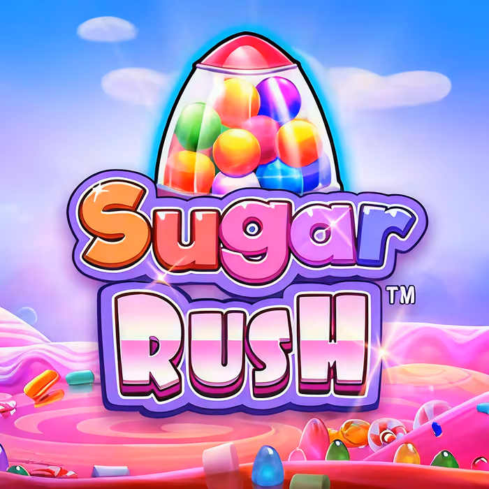 Sugar Rush sweet-themed slot game with cluster pays mechanics